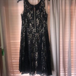 Lane Bryant black lace over nude